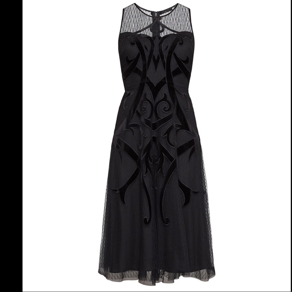 BCBGMAXAZRIA Black Velvet Appliqué Dress - Picture 2 of 7
